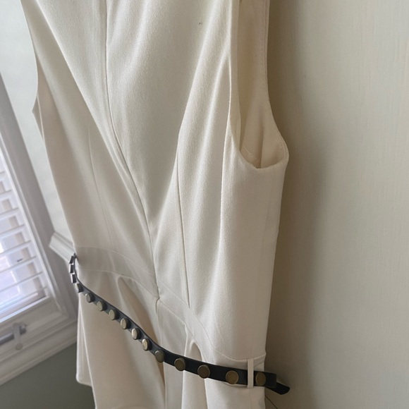 white peplum dress with belt - Picture 5 of 14